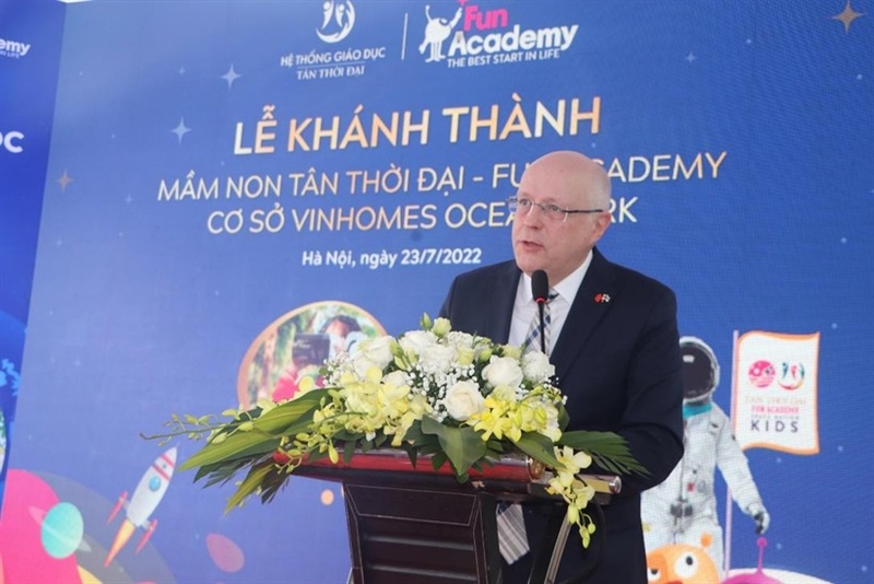 Đại sứ quán Phần Lan tại Việt Nam đưa tin về lễ khánh thành Mầm non Tân Thời Đại – Fun Academy